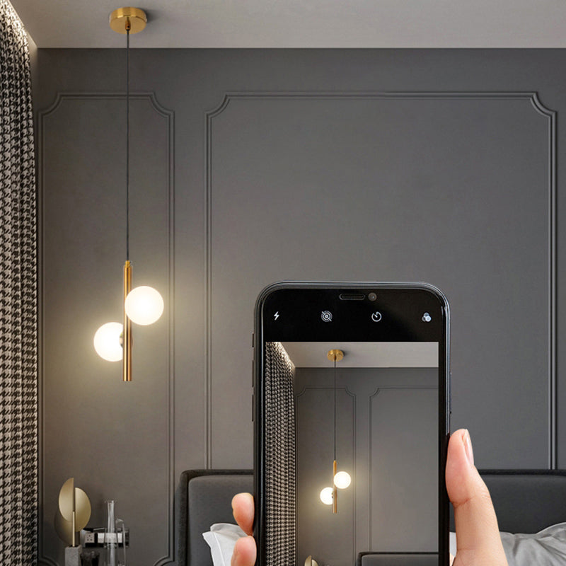 Opal Glass Orbs Pendant Lighting Minimalistic Hanging Chandelier for Living Room Clearhalo 'Ceiling Lights' 'Chandeliers' 'Modern Chandeliers' 'Modern' Lighting' 2357335