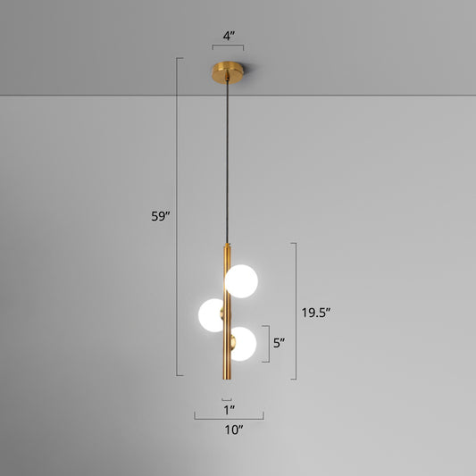Opal Glass Orbs Pendant Lighting Minimalistic Hanging Chandelier for Living Room 3 Gold Clearhalo 'Ceiling Lights' 'Chandeliers' 'Modern Chandeliers' 'Modern' Lighting' 2357340