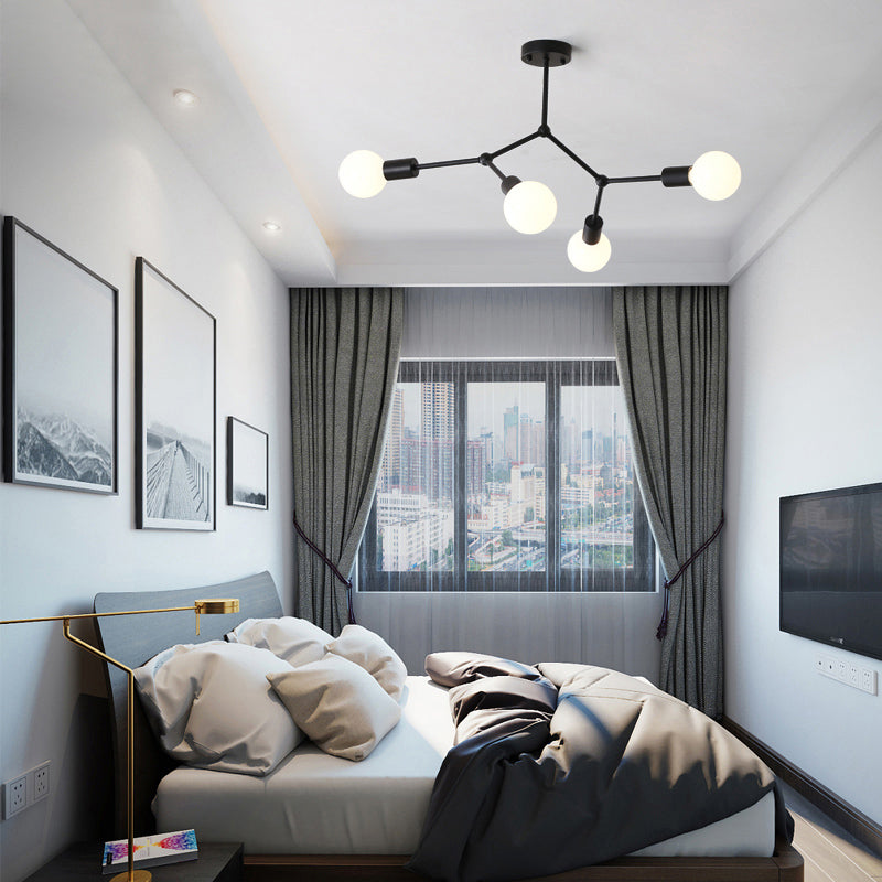 Molecular Metal Chandelier Light Minimalist Suspended Lighting Fixture for Living Room 4 Black Clearhalo 'Ceiling Lights' 'Chandeliers' 'Modern Chandeliers' 'Modern' Lighting' 2357343