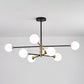 Bedroom Chandelier Light Nordic Style Suspension Pendant with Ball White Glass Shade 8 Black Milk White Clearhalo 'Ceiling Lights' 'Chandeliers' 'Modern Chandeliers' 'Modern' Lighting' 2357401