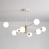 Bedroom Chandelier Light Nordic Style Suspension Pendant with Ball White Glass Shade 8 White Milk White Clearhalo 'Ceiling Lights' 'Chandeliers' 'Modern Chandeliers' 'Modern' Lighting' 2357403