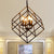 Cubic Cage Iron Chandelier Pendant Light Retro Loft 4 Lights Restaurant Hanging Lamp with Candle in Black Black Clearhalo 'Cast Iron' 'Ceiling Lights' 'Chandeliers' 'Industrial Chandeliers' 'Industrial' 'Metal' 'Middle Century Chandeliers' 'Rustic Chandeliers' 'Tiffany' Lighting' 235741