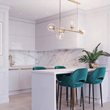 Minimalism 6 Bulbs Island Lamp Brass Ball Suspension Light with Glass Shade for Restaurant Clear Clearhalo 'Ceiling Lights' 'Island Lights' Lighting' 2357425