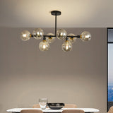 Modern Dimpled Ball Suspension Lighting Mouth-Blown Glass Dining Room Island Light in Black Clearhalo 'Ceiling Lights' 'Island Lights' Lighting' 2357440
