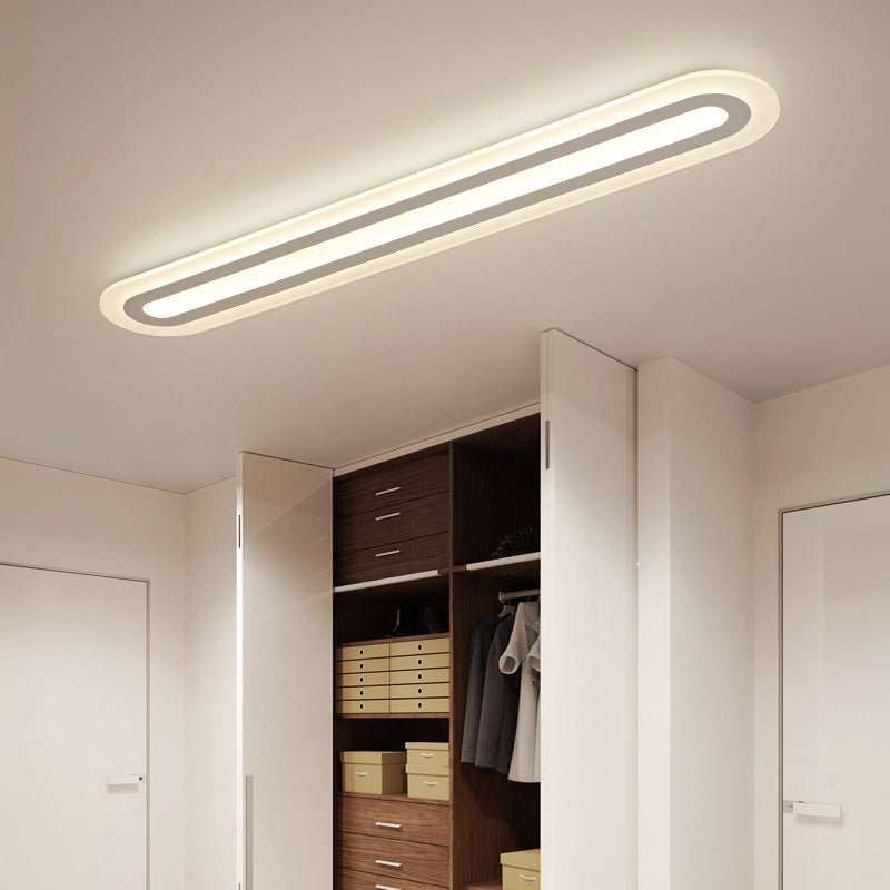 Oblong LED Ceiling Lighting Simple Style Acrylic Corridor Flush-Mount Light in White Clearhalo 'Ceiling Lights' 'Close To Ceiling Lights' 'Close to ceiling' 'Flush mount' Lighting' 2357460