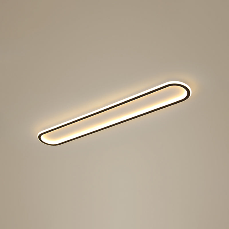 Acrylic Oblong Led Flush Mount Ceiling Light Minimalism Black Finish Flushmount for Corridor Black 31.5" Clearhalo 'Ceiling Lights' 'Close To Ceiling Lights' 'Close to ceiling' 'Flush mount' Lighting' 2357469