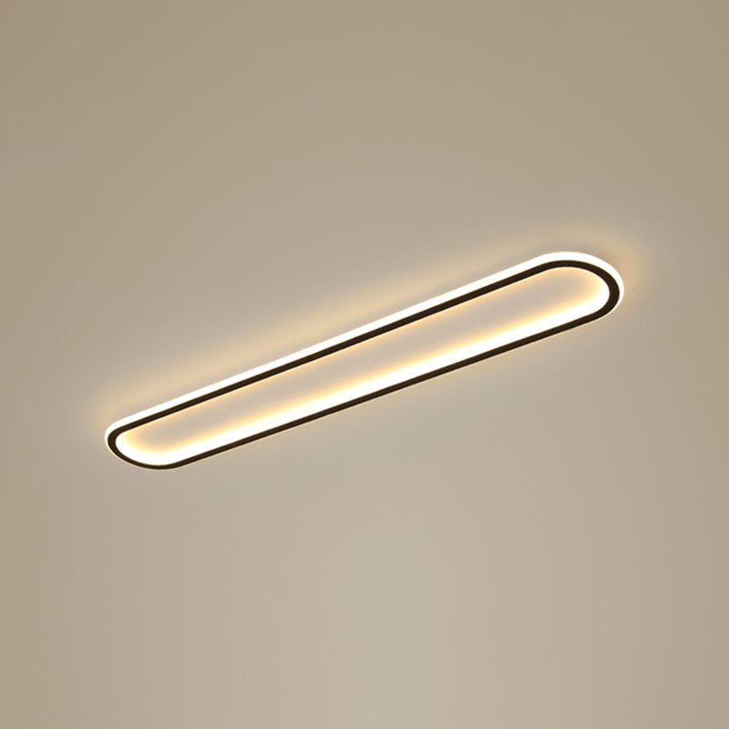 Acrylic Oblong Led Flush Mount Ceiling Light Minimalism Black Finish Flushmount for Corridor Black 39" Clearhalo 'Ceiling Lights' 'Close To Ceiling Lights' 'Close to ceiling' 'Flush mount' Lighting' 2357470