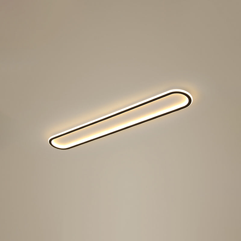Acrylic Oblong Led Flush Mount Ceiling Light Minimalism Black Finish Flushmount for Corridor Black 16" Clearhalo 'Ceiling Lights' 'Close To Ceiling Lights' 'Close to ceiling' 'Flush mount' Lighting' 2357471