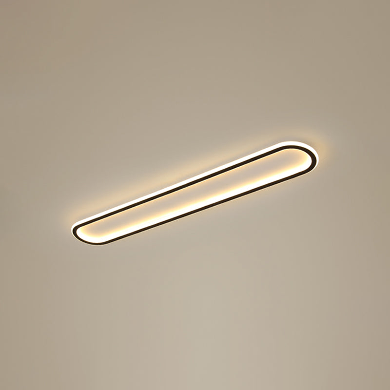 Acrylic Oblong Led Flush Mount Ceiling Light Minimalism Black Finish Flushmount for Corridor Black 23.5" Clearhalo 'Ceiling Lights' 'Close To Ceiling Lights' 'Close to ceiling' 'Flush mount' Lighting' 2357472