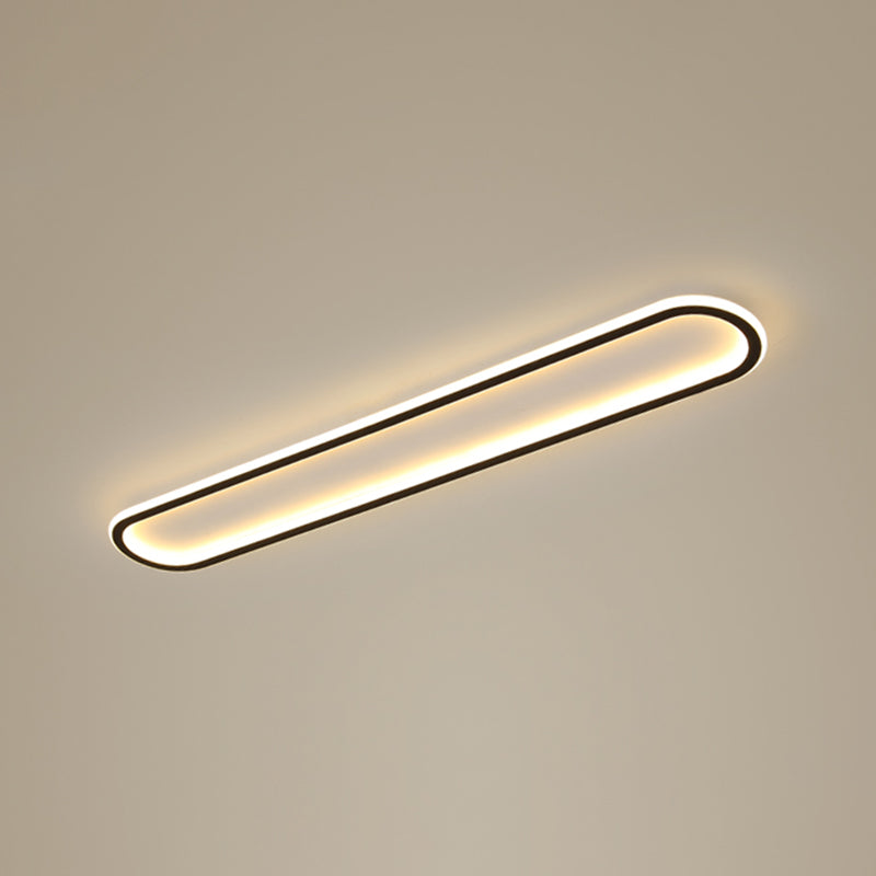 Acrylic Oblong Led Flush Mount Ceiling Light Minimalism Black Finish Flushmount for Corridor Black 47" Clearhalo 'Ceiling Lights' 'Close To Ceiling Lights' 'Close to ceiling' 'Flush mount' Lighting' 2357473