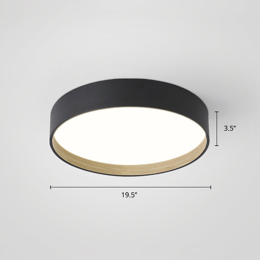 Nordic Circular LED Ceiling Flush Mount Metal Kitchen Flush Mount Lamp with Acrylic Diffuser Black 19.5" White Clearhalo 'Ceiling Lights' 'Close To Ceiling Lights' 'Close to ceiling' 'Flush mount' Lighting' 2357487