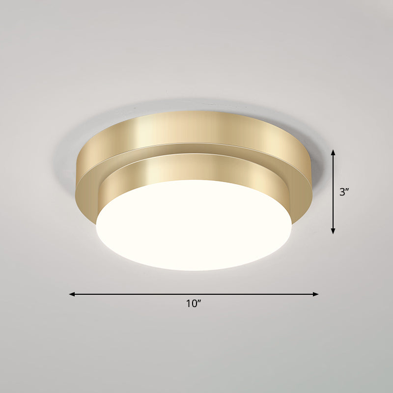 Geometric Small Aisle Ceiling Light Metal Simplicity LED Flush Mount Fixture in Gold Gold Round Clearhalo 'Ceiling Lights' 'Close To Ceiling Lights' 'Close to ceiling' 'Flush mount' Lighting' 2357498