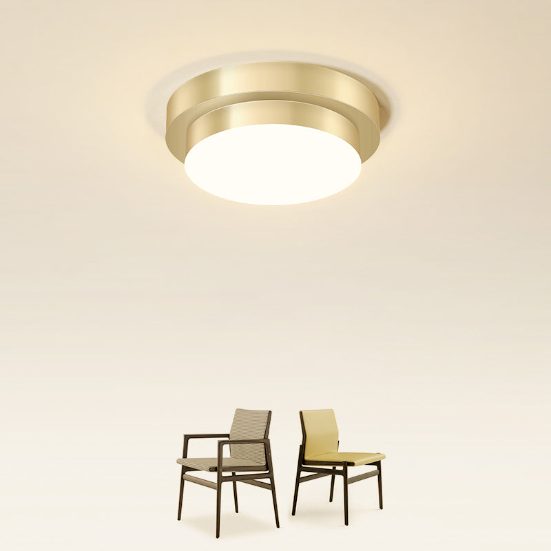 Geometric Small Aisle Ceiling Light Metal Simplicity LED Flush Mount Fixture in Gold Clearhalo 'Ceiling Lights' 'Close To Ceiling Lights' 'Close to ceiling' 'Flush mount' Lighting' 2357500