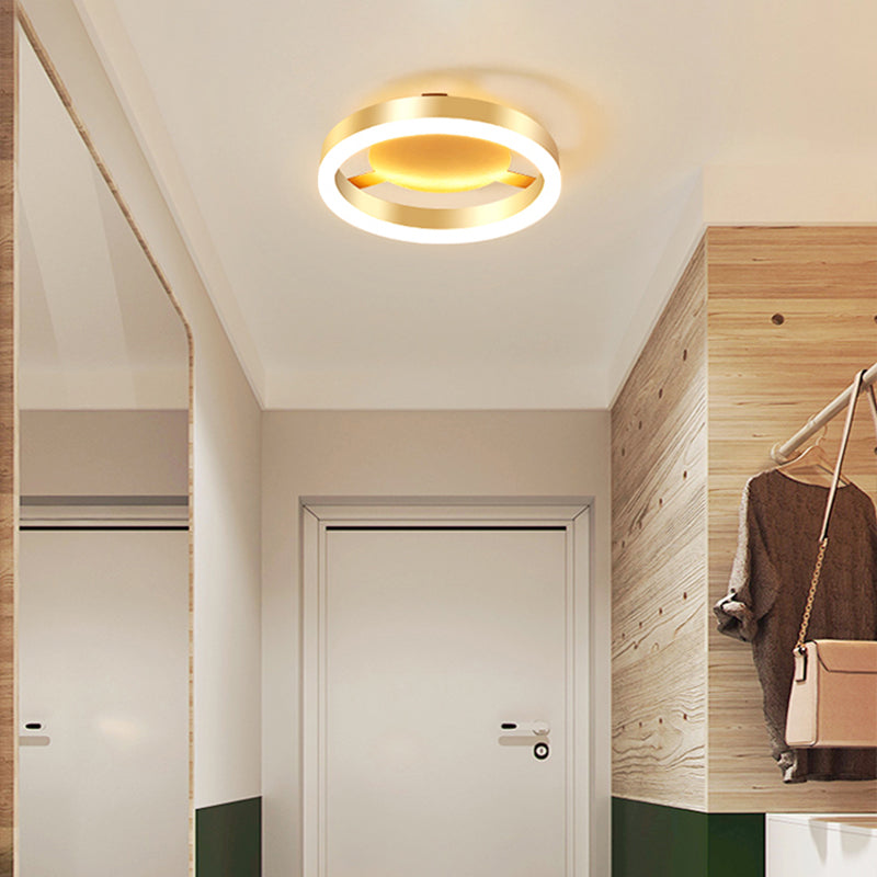 Aluminum Frame LED Ceiling Mount Light Minimalist Gold Finish ...
