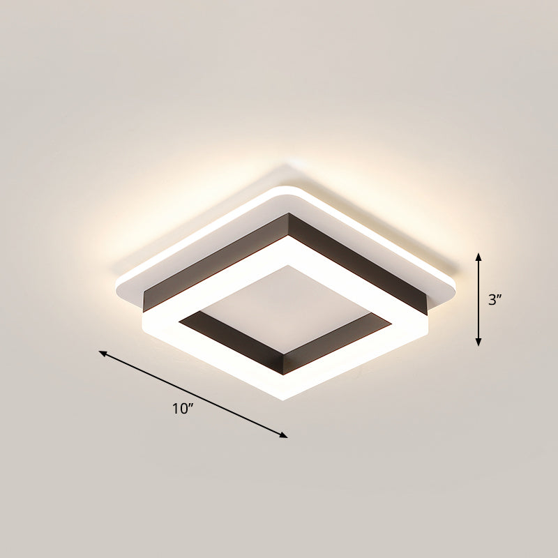 Loop Shaped LED Flush Mount Fixture Simple Style Metal Entryway Ceiling Flush Light Black Third Gear Square Plate Clearhalo 'Ceiling Lights' 'Close To Ceiling Lights' 'Close to ceiling' 'Flush mount' Lighting' 2357523
