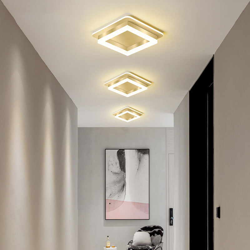 Loop Shaped LED Flush Mount Fixture Simple Style Metal Entryway Ceiling Flush Light Gold Square Plate Clearhalo 'Ceiling Lights' 'Close To Ceiling Lights' 'Close to ceiling' 'Flush mount' Lighting' 2357528
