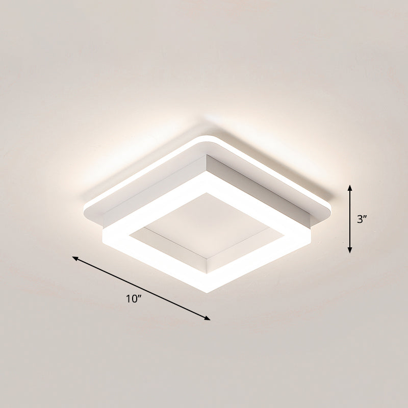 Loop Shaped LED Flush Mount Fixture Simple Style Metal Entryway Ceiling Flush Light White White Square Plate Clearhalo 'Ceiling Lights' 'Close To Ceiling Lights' 'Close to ceiling' 'Flush mount' Lighting' 2357529
