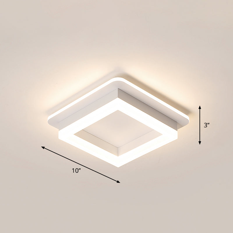 Loop Shaped LED Flush Mount Fixture Simple Style Metal Entryway Ceiling Flush Light White Third Gear Square Plate Clearhalo 'Ceiling Lights' 'Close To Ceiling Lights' 'Close to ceiling' 'Flush mount' Lighting' 2357531
