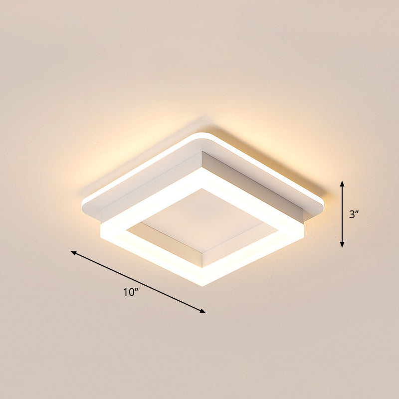 Loop Shaped LED Flush Mount Fixture Simple Style Metal Entryway Ceiling Flush Light White Warm Square Plate Clearhalo 'Ceiling Lights' 'Close To Ceiling Lights' 'Close to ceiling' 'Flush mount' Lighting' 2357532