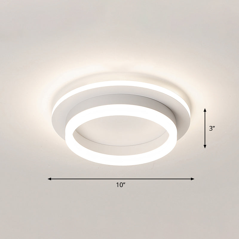 Loop Shaped LED Flush Mount Fixture Simple Style Metal Entryway Ceiling Flush Light White White Round Clearhalo 'Ceiling Lights' 'Close To Ceiling Lights' 'Close to ceiling' 'Flush mount' Lighting' 2357535