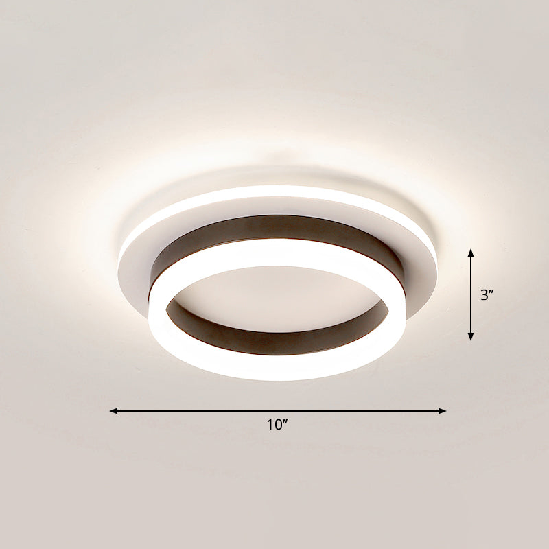 Loop Shaped LED Flush Mount Fixture Simple Style Metal Entryway Ceiling Flush Light Black White Round Clearhalo 'Ceiling Lights' 'Close To Ceiling Lights' 'Close to ceiling' 'Flush mount' Lighting' 2357536