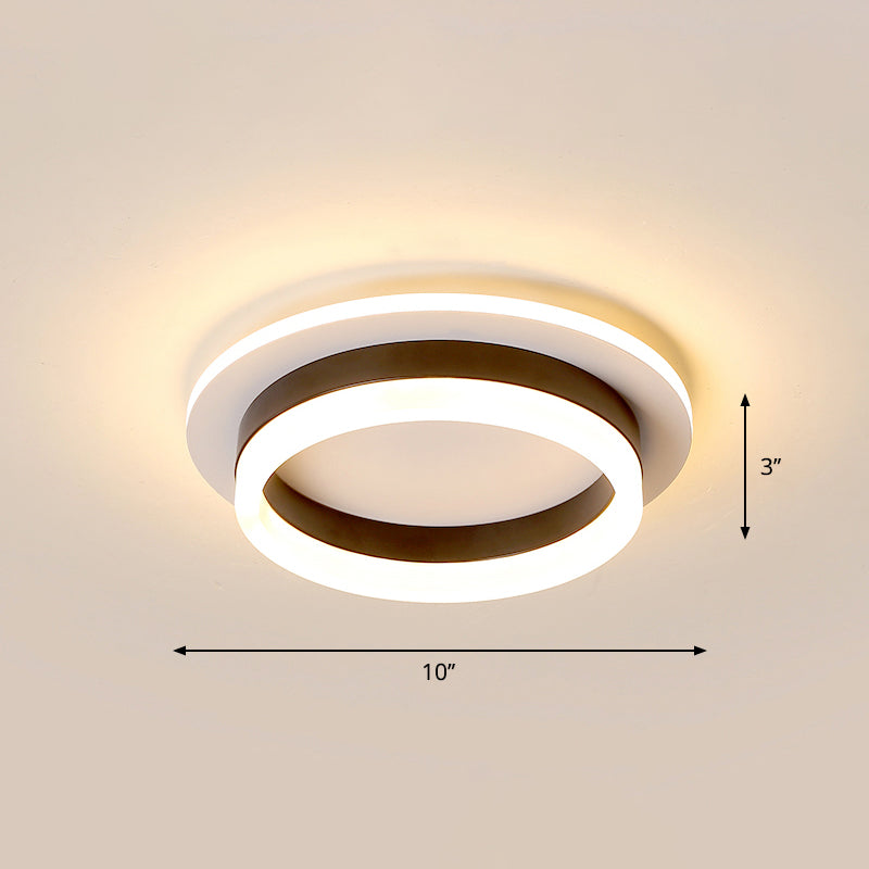 Loop Shaped LED Flush Mount Fixture Simple Style Metal Entryway Ceiling Flush Light Black Warm Round Clearhalo 'Ceiling Lights' 'Close To Ceiling Lights' 'Close to ceiling' 'Flush mount' Lighting' 2357537