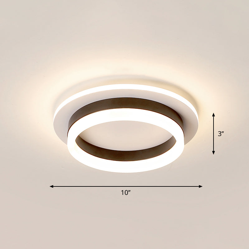 Loop Shaped LED Flush Mount Fixture Simple Style Metal Entryway Ceiling Flush Light Black Third Gear Round Clearhalo 'Ceiling Lights' 'Close To Ceiling Lights' 'Close to ceiling' 'Flush mount' Lighting' 2357538