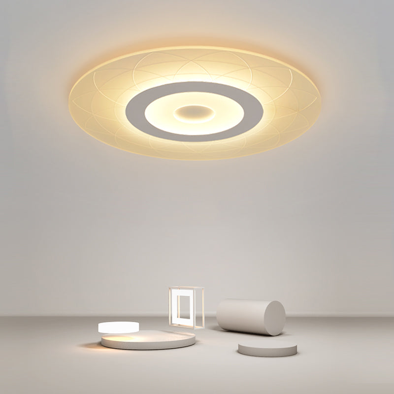 White Ultrathin Flush Ceiling Light Minimalism Acrylic LED Flush Light Fixture with Floral Pattern White Clearhalo 'Ceiling Lights' 'Close To Ceiling Lights' 'Close to ceiling' 'Flush mount' Lighting' 2357540