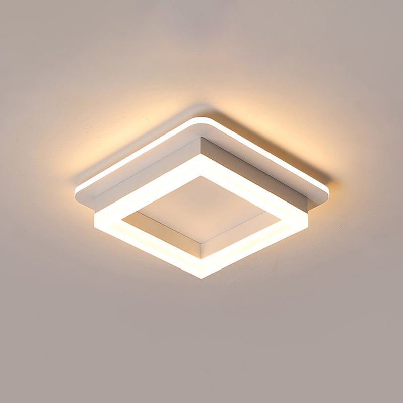Small Corridor Flush Ceiling Light Fixture Metal Minimalist LED Flush Mount with Acrylic Diffuser White Square Plate Clearhalo 'Ceiling Lights' 'Close To Ceiling Lights' 'Close to ceiling' 'Flush mount' Lighting' 2357563
