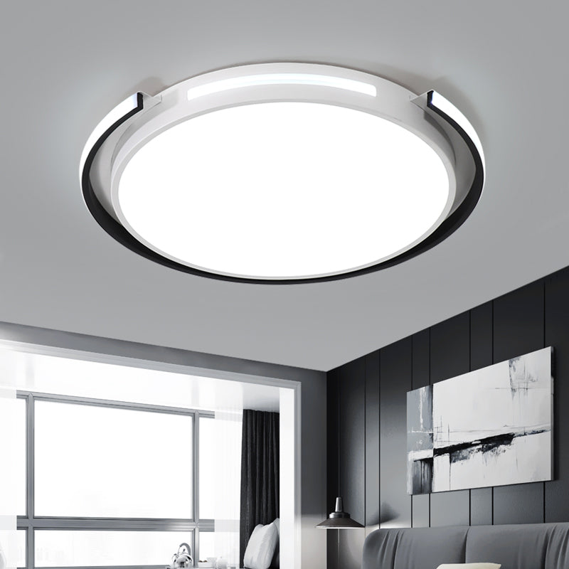 Minimalism LED Flush Mounted Lamp Black and White Round Ceiling Light with Acrylic Shade Black-White Clearhalo 'Ceiling Lights' 'Close To Ceiling Lights' 'Close to ceiling' 'Flush mount' Lighting' 2357574