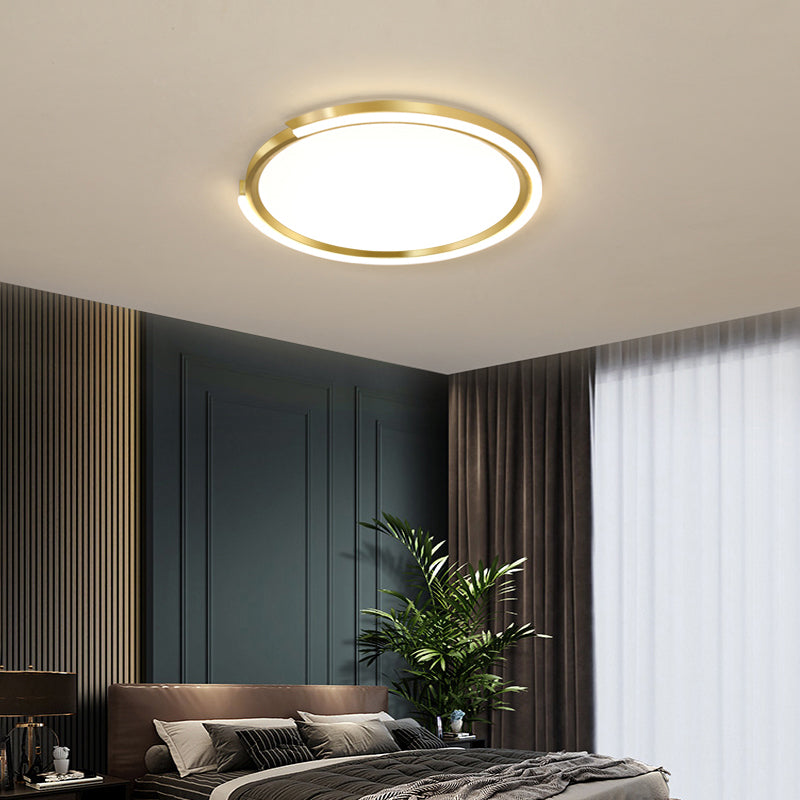Extra-Thin Round Aluminum Ceiling Flush Nordic Style LED Flush Mount Light for Bedroom Gold Clearhalo 'Ceiling Lights' 'Close To Ceiling Lights' 'Close to ceiling' 'Flush mount' Lighting' 2357580