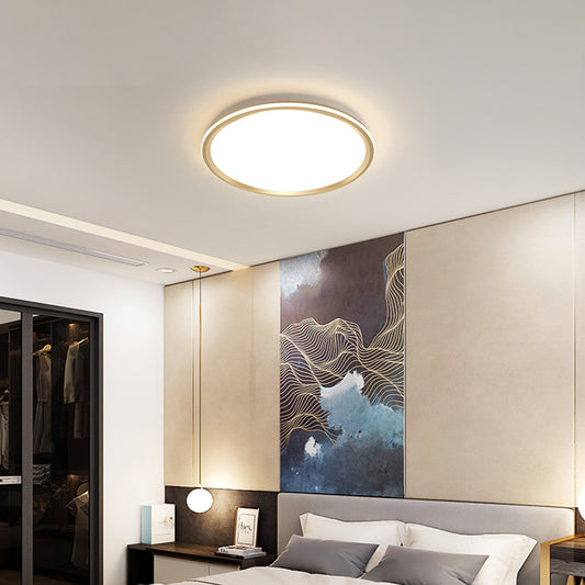 Disc Flush-Mount Light Fixture Simplicity Acrylic Bedroom LED Ceiling Lamp in Gold Clearhalo 'Ceiling Lights' 'Close To Ceiling Lights' 'Close to ceiling' 'Flush mount' Lighting' 2357591