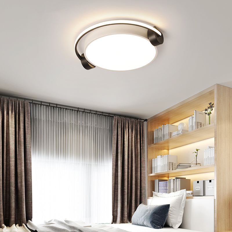 Figure Wearing Headphone Ceiling Lamp Nordic Acrylic Black-White Flush Mounted Light for Dorm Room Clearhalo 'Ceiling Lights' 'Close To Ceiling Lights' 'Close to ceiling' 'Flush mount' Lighting' 2357604