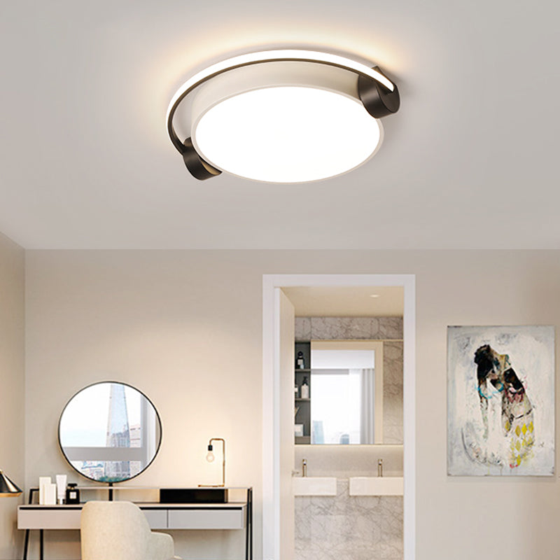 Figure Wearing Headphone Ceiling Lamp Nordic Acrylic Black-White Flush Mounted Light for Dorm Room Clearhalo 'Ceiling Lights' 'Close To Ceiling Lights' 'Close to ceiling' 'Flush mount' Lighting' 2357605
