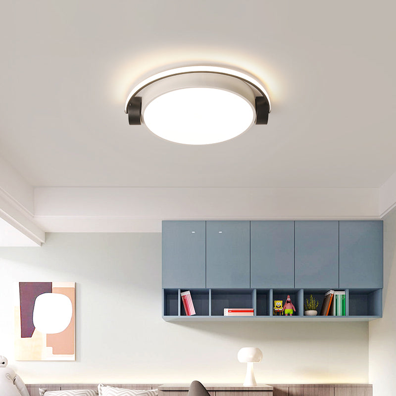 Figure Wearing Headphone Ceiling Lamp Nordic Acrylic Black-White Flush Mounted Light for Dorm Room Clearhalo 'Ceiling Lights' 'Close To Ceiling Lights' 'Close to ceiling' 'Flush mount' Lighting' 2357606