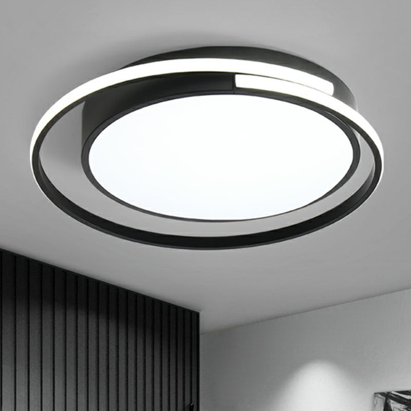 Black Round LED Ceiling Lamp Minimalism Acrylic Flush Mount Light Fixture with Halo Ring Clearhalo 'Ceiling Lights' 'Close To Ceiling Lights' 'Close to ceiling' 'Flush mount' Lighting' 2357658