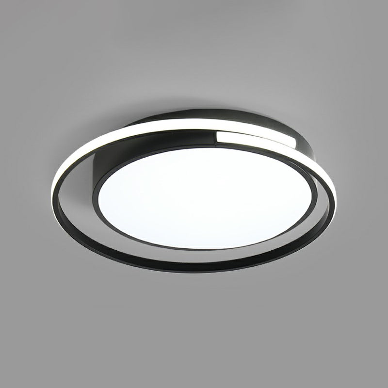 Black Round LED Ceiling Lamp Minimalism Acrylic Flush Mount Light Fixture with Halo Ring Black Clearhalo 'Ceiling Lights' 'Close To Ceiling Lights' 'Close to ceiling' 'Flush mount' Lighting' 2357659