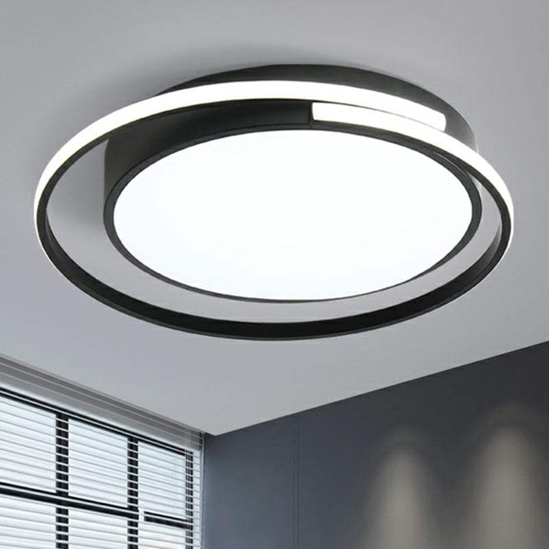 Black Round LED Ceiling Lamp Minimalism Acrylic Flush Mount Light Fixture with Halo Ring Clearhalo 'Ceiling Lights' 'Close To Ceiling Lights' 'Close to ceiling' 'Flush mount' Lighting' 2357660