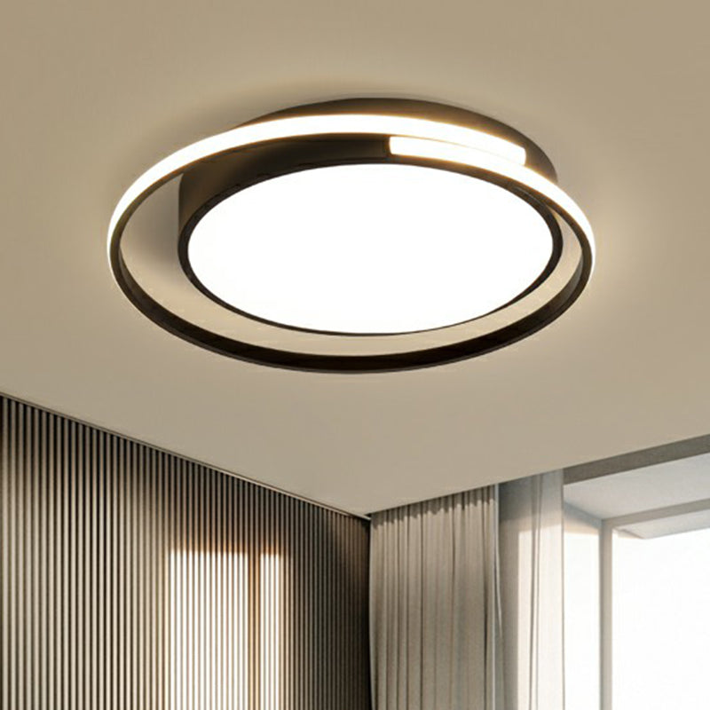Black Round LED Ceiling Lamp Minimalism Acrylic Flush Mount Light Fixture with Halo Ring Clearhalo 'Ceiling Lights' 'Close To Ceiling Lights' 'Close to ceiling' 'Flush mount' Lighting' 2357661