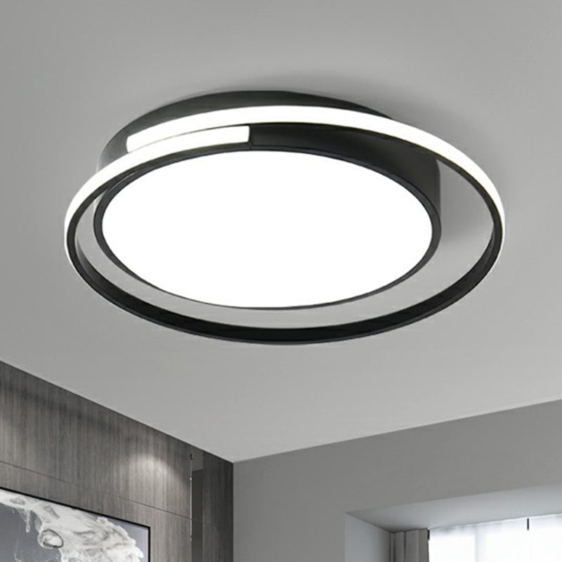 Black Round LED Ceiling Lamp Minimalism Acrylic Flush Mount Light Fixture with Halo Ring Clearhalo 'Ceiling Lights' 'Close To Ceiling Lights' 'Close to ceiling' 'Flush mount' Lighting' 2357662