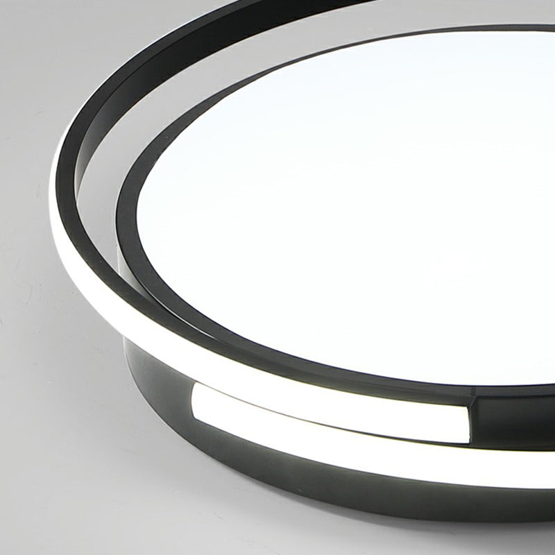 Black Round LED Ceiling Lamp Minimalism Acrylic Flush Mount Light Fixture with Halo Ring Clearhalo 'Ceiling Lights' 'Close To Ceiling Lights' 'Close to ceiling' 'Flush mount' Lighting' 2357663