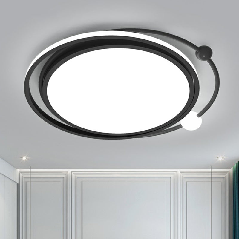 Simple Planetary Orbit Flush Mounted Light Acrylic Bedroom LED Round Ceiling Fixture in Black Clearhalo 'Ceiling Lights' 'Close To Ceiling Lights' 'Close to ceiling' 'Flush mount' Lighting' 2357679