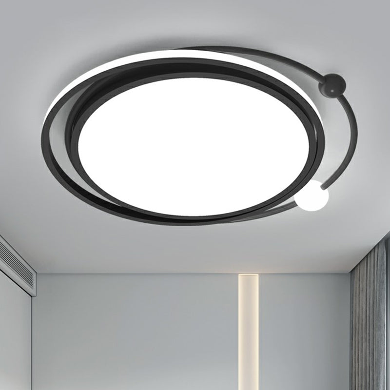 Simple Planetary Orbit Flush Mounted Light Acrylic Bedroom LED Round Ceiling Fixture in Black Clearhalo 'Ceiling Lights' 'Close To Ceiling Lights' 'Close to ceiling' 'Flush mount' Lighting' 2357681