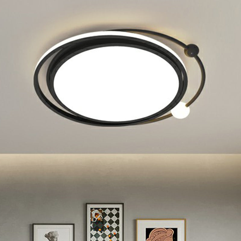 Simple Planetary Orbit Flush Mounted Light Acrylic Bedroom LED Round Ceiling Fixture in Black Clearhalo 'Ceiling Lights' 'Close To Ceiling Lights' 'Close to ceiling' 'Flush mount' Lighting' 2357682