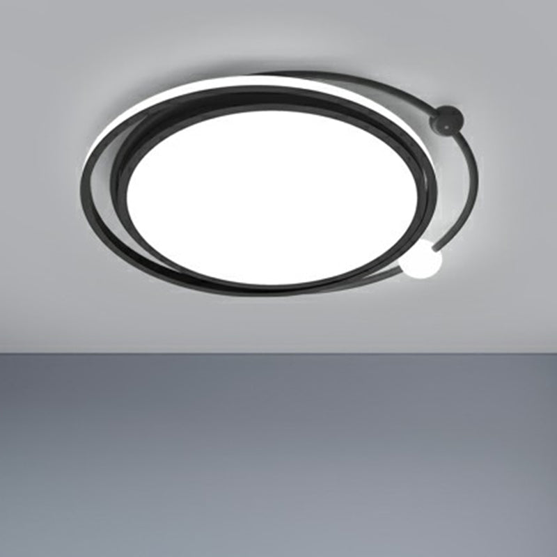 Simple Planetary Orbit Flush Mounted Light Acrylic Bedroom LED Round Ceiling Fixture in Black Clearhalo 'Ceiling Lights' 'Close To Ceiling Lights' 'Close to ceiling' 'Flush mount' Lighting' 2357683