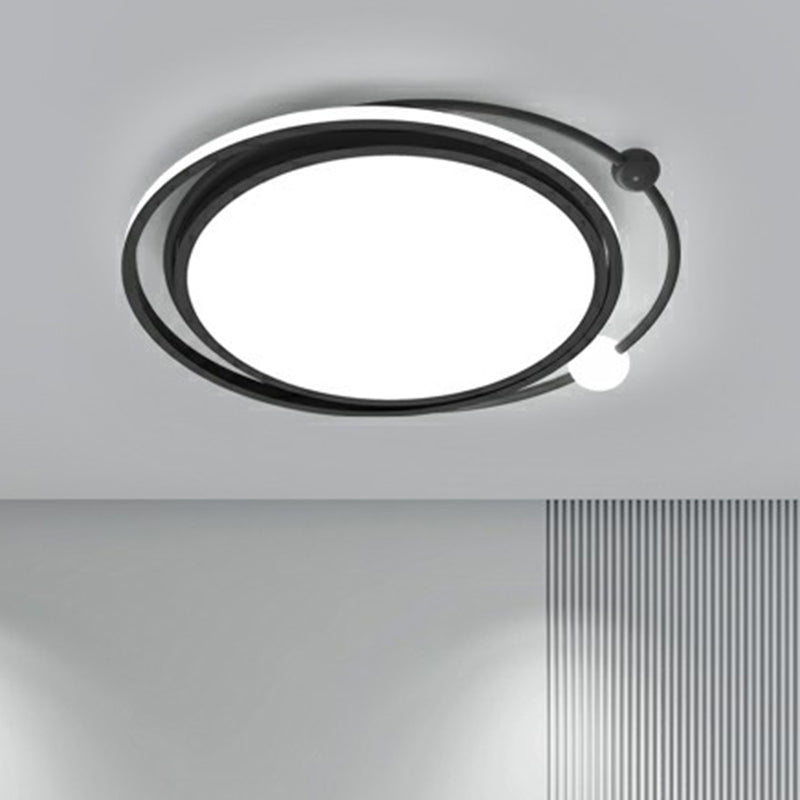 Simple Planetary Orbit Flush Mounted Light Acrylic Bedroom LED Round Ceiling Fixture in Black Clearhalo 'Ceiling Lights' 'Close To Ceiling Lights' 'Close to ceiling' 'Flush mount' Lighting' 2357684