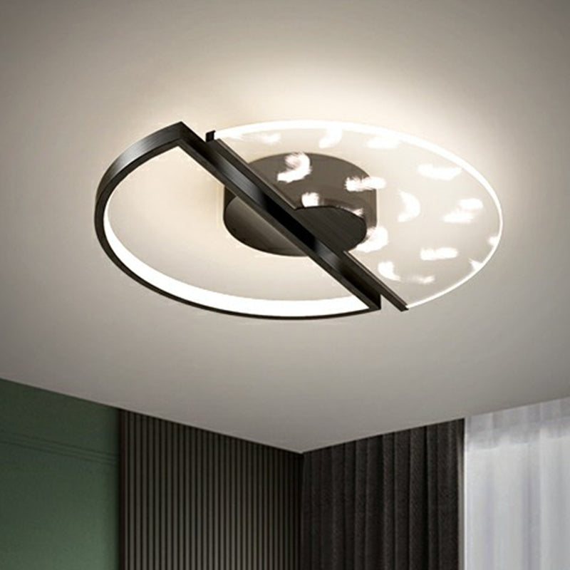 Acrylic Disk Shaped Ceiling Mount Lamp Modern LED Flushmount Light with Feather Pattern Clearhalo 'Ceiling Lights' 'Close To Ceiling Lights' 'Close to ceiling' 'Flush mount' Lighting' 2357749