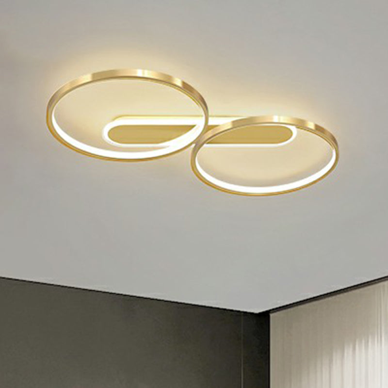 Golden Circle Flush Mount Light Fixture Minimalism LED Metal Ceiling Lamp for Bedroom Gold Clearhalo 'Ceiling Lights' 'Close To Ceiling Lights' 'Close to ceiling' 'Flush mount' Lighting' 2357757