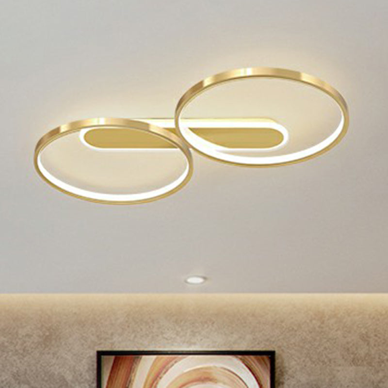 Golden Circle Flush Mount Light Fixture Minimalism LED Metal Ceiling Lamp for Bedroom Clearhalo 'Ceiling Lights' 'Close To Ceiling Lights' 'Close to ceiling' 'Flush mount' Lighting' 2357759