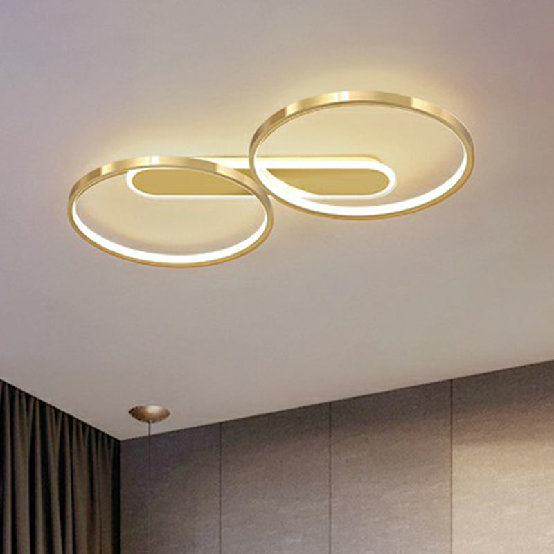 Golden Circle Flush Mount Light Fixture Minimalism LED Metal Ceiling Lamp for Bedroom Clearhalo 'Ceiling Lights' 'Close To Ceiling Lights' 'Close to ceiling' 'Flush mount' Lighting' 2357760